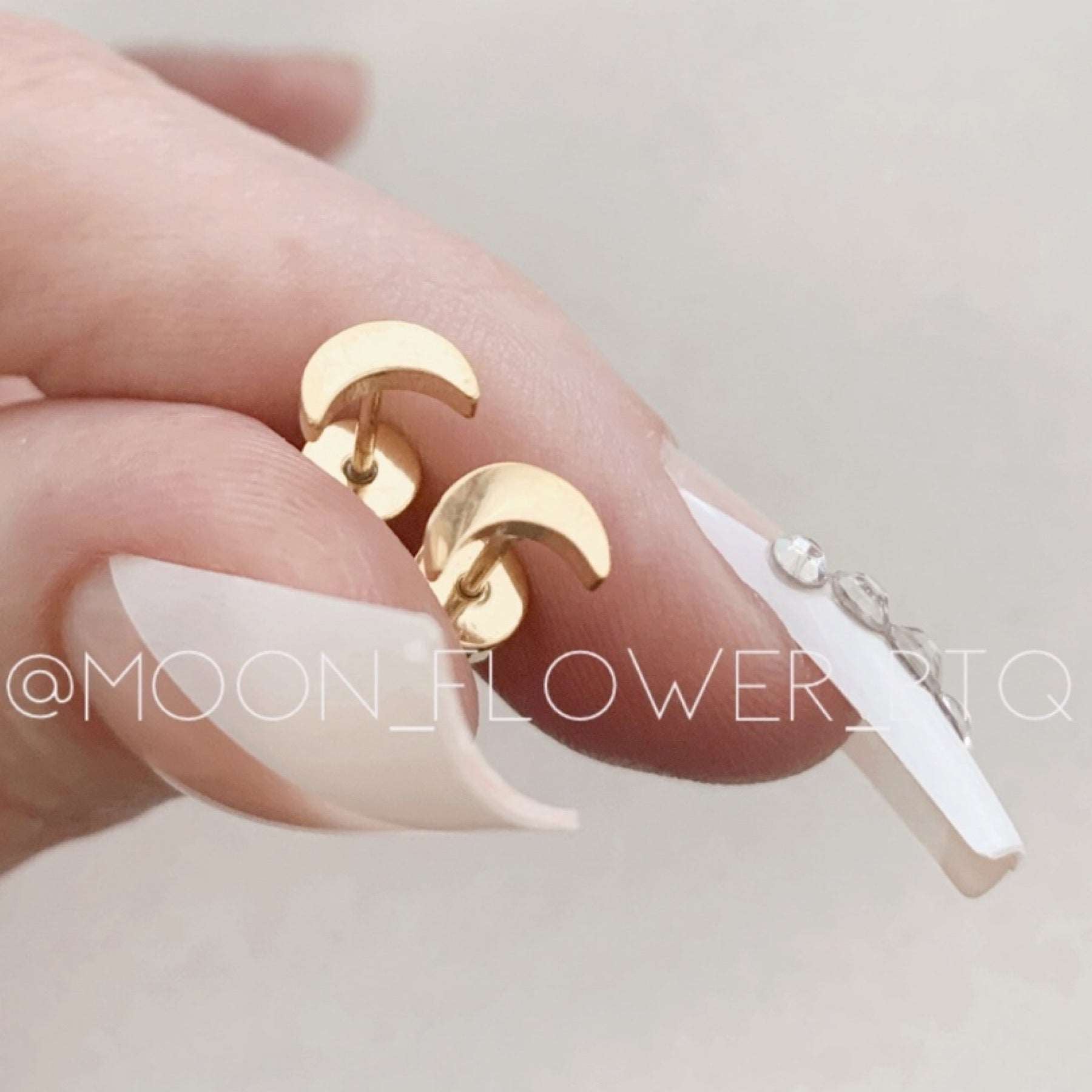 Tiny Gold Moon Flat Back Earrings