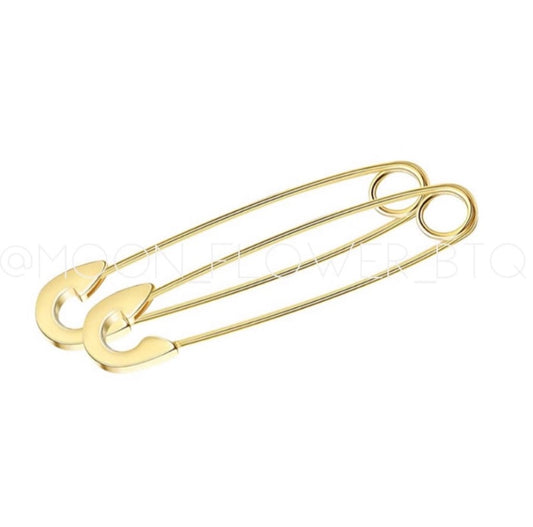 Gold Safety Pin Earrings