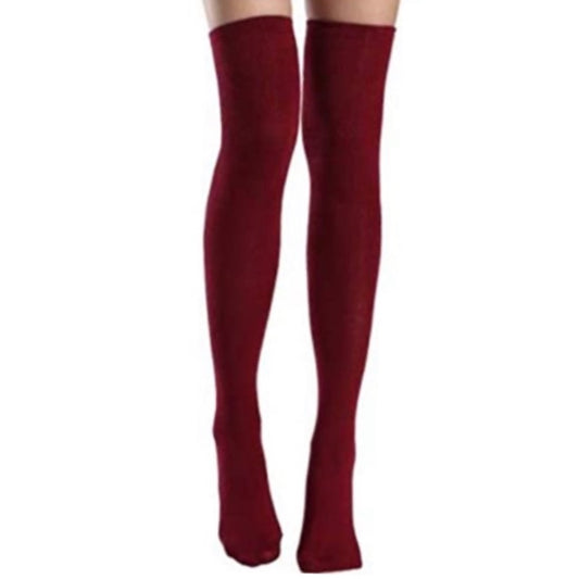 Burgundy Over the Knee Thigh High Socks