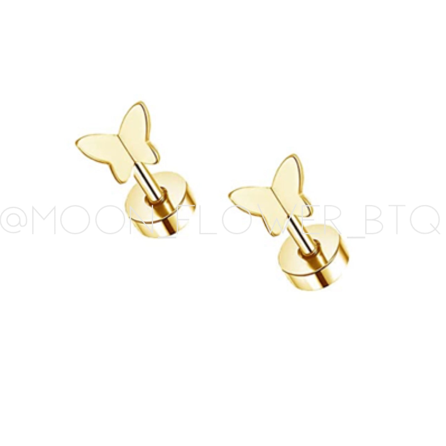 Gold Butterfly Flat Back Earrings