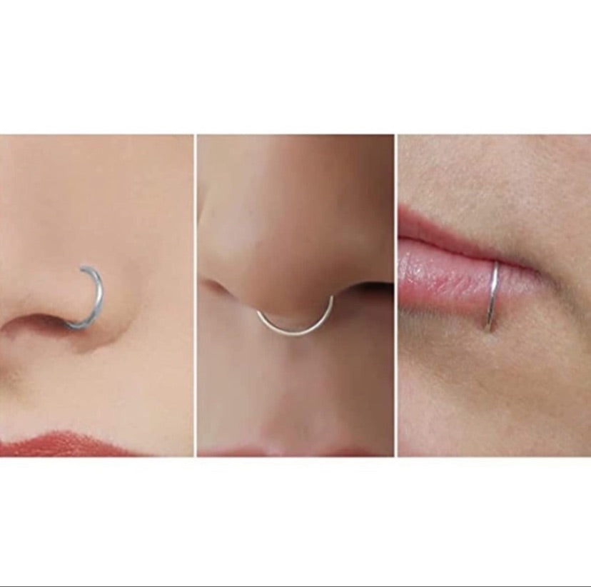 Black Loop Fixed Hoop Nose Ring