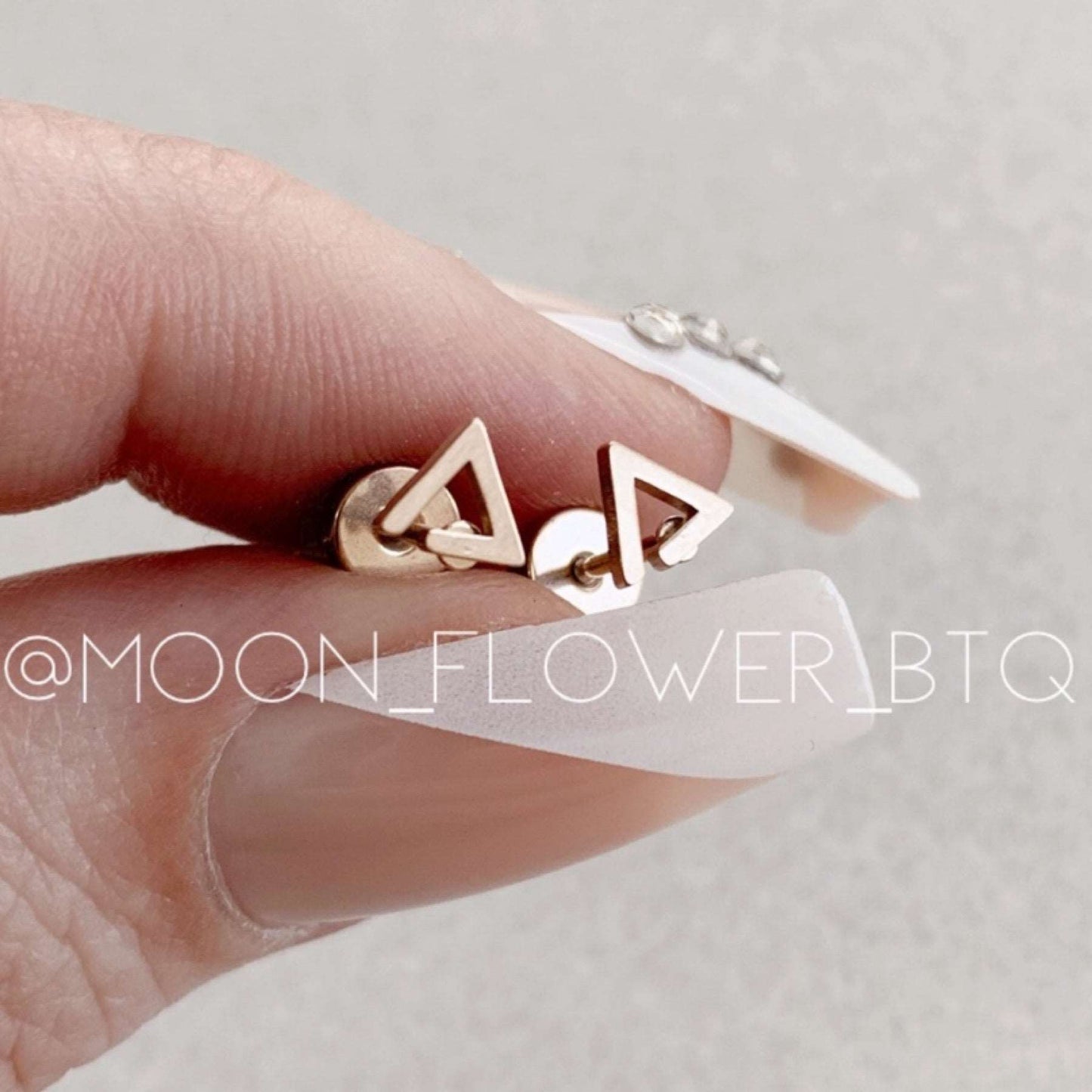 Tiny Rose Gold Triangle Earrings