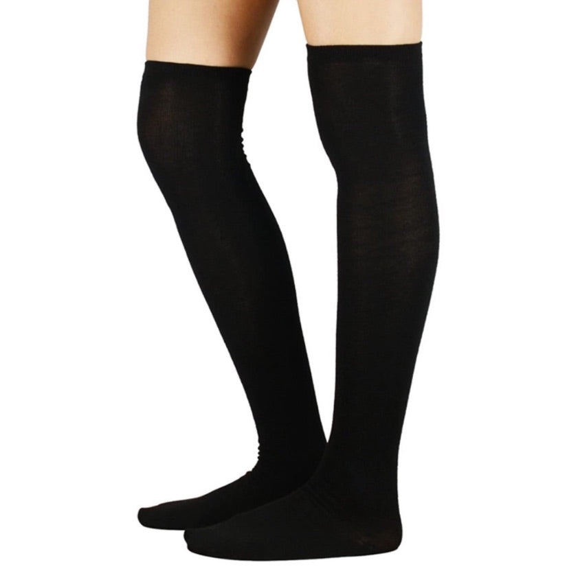 Black Over the Knee Thigh High Socks