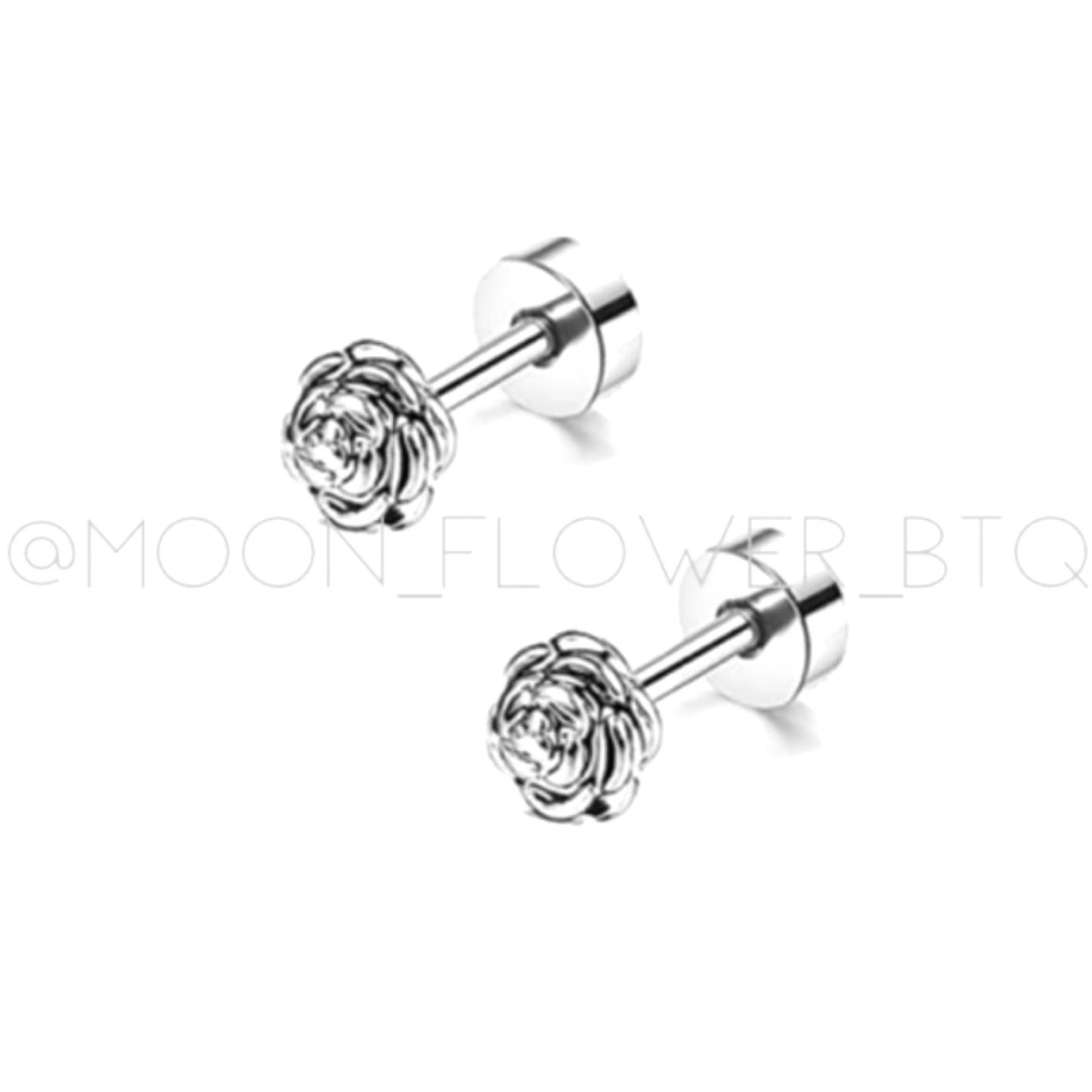 Tiny Silver Rose Bud Earrings