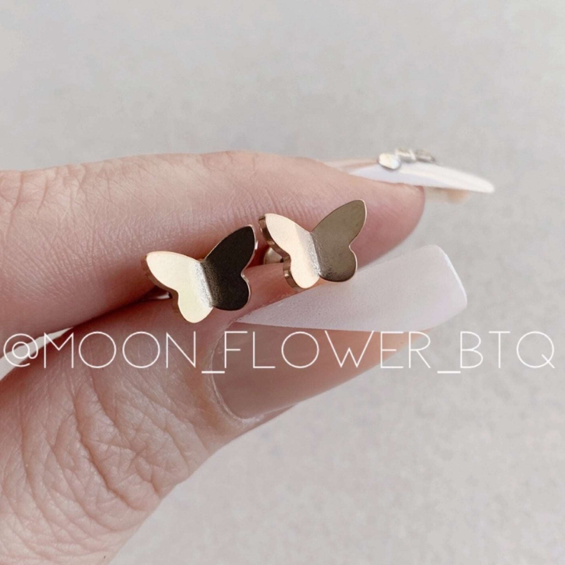 Tiny Rose Gold Butterfly Earrings