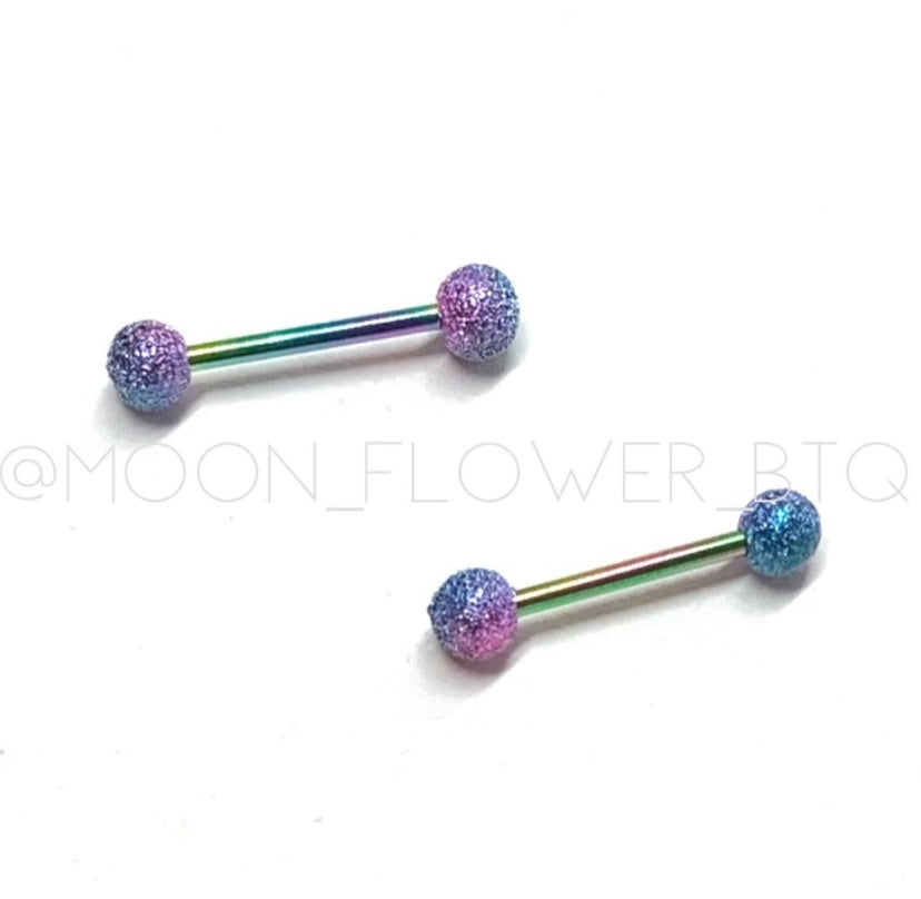 Rainbow Sandblast Nipple Rings