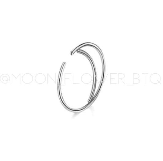 Tiny Silver Crescent Moon Nose Hoop