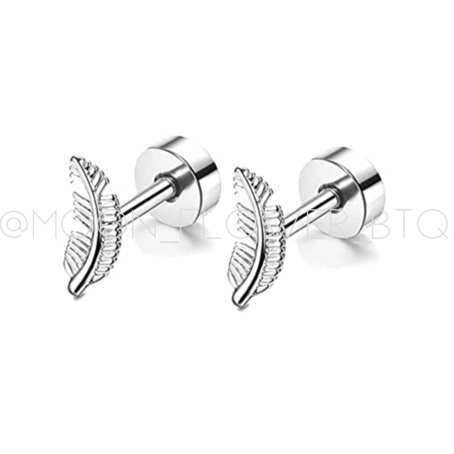 Silver Feather Flat Back Earrings