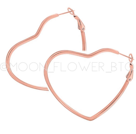 Rose Gold Heart Hoop Earrings