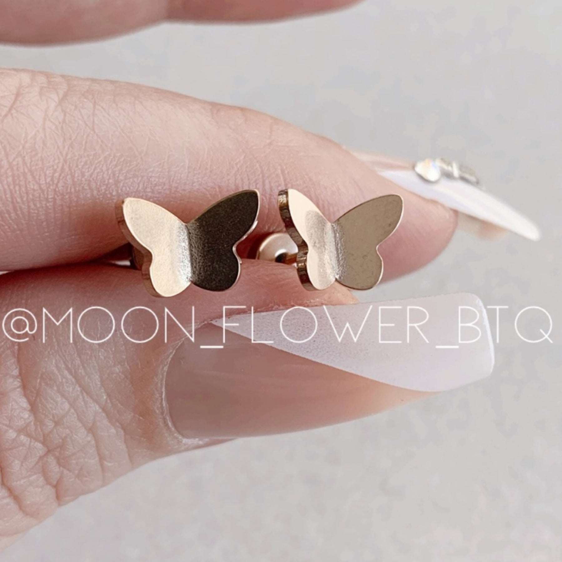 Tiny Rose Gold Butterfly Earrings