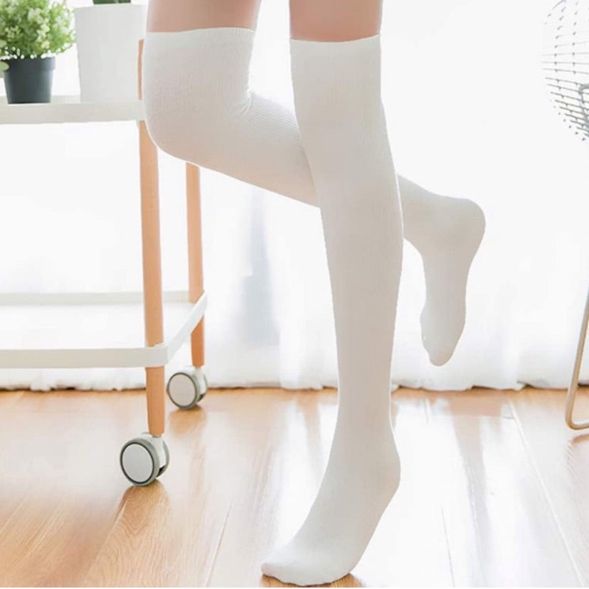 White Over the Knee Thigh High Socks