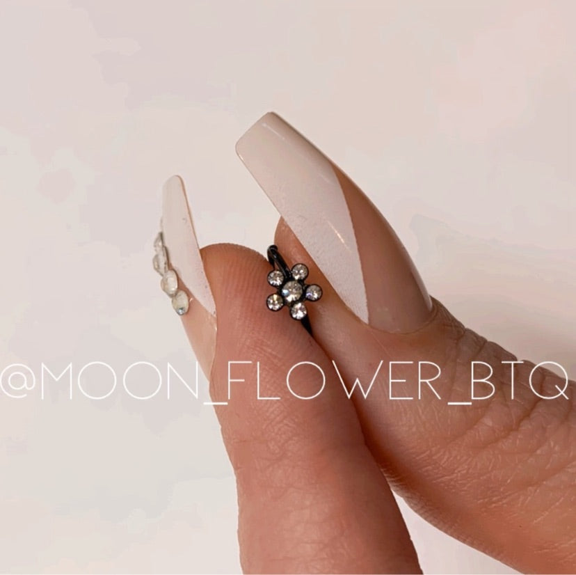 Black Flower Hoop Nose Ring