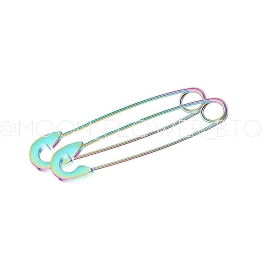 Rainbow Safety Pin Earrings