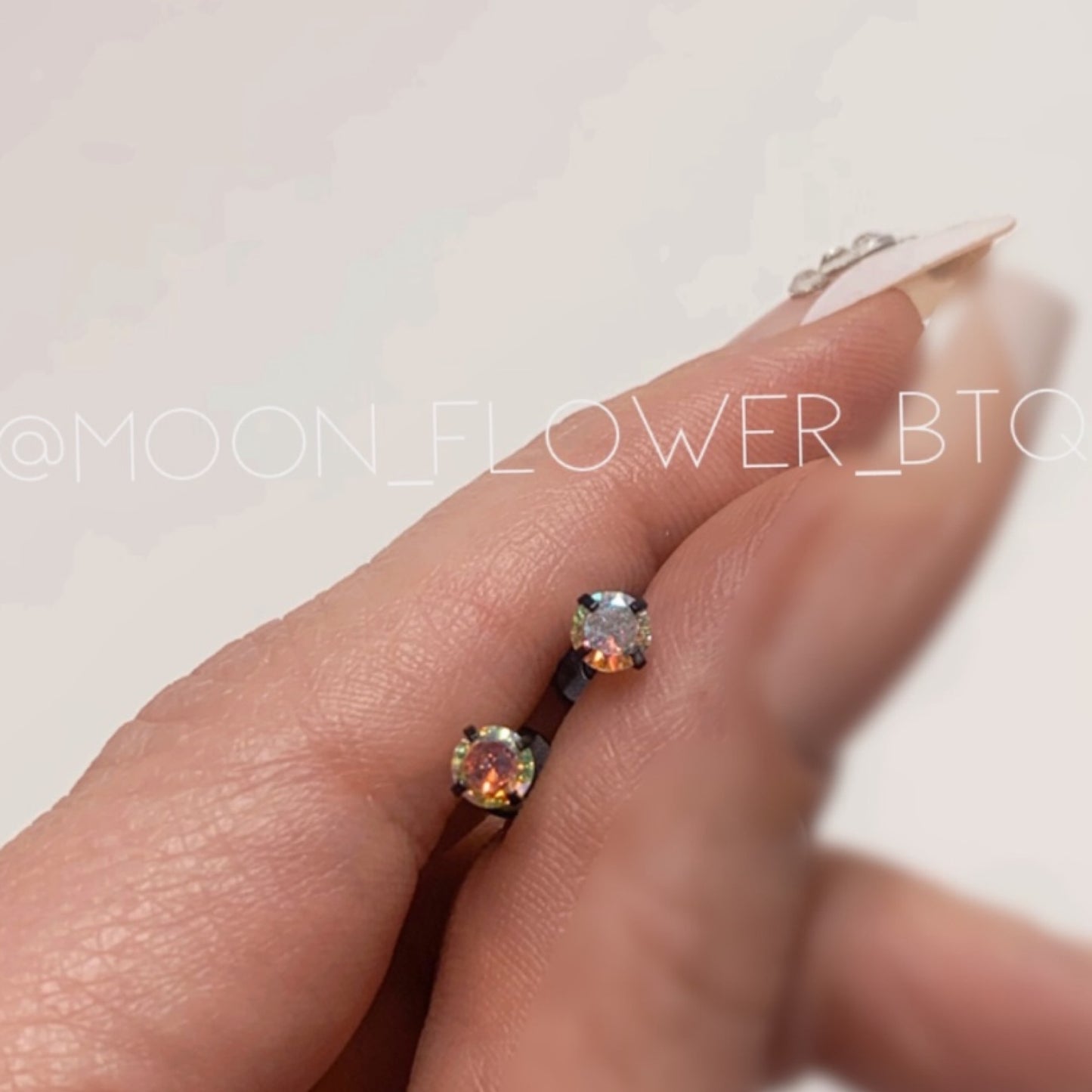 Tiny Black Iridescent CZ Earrings