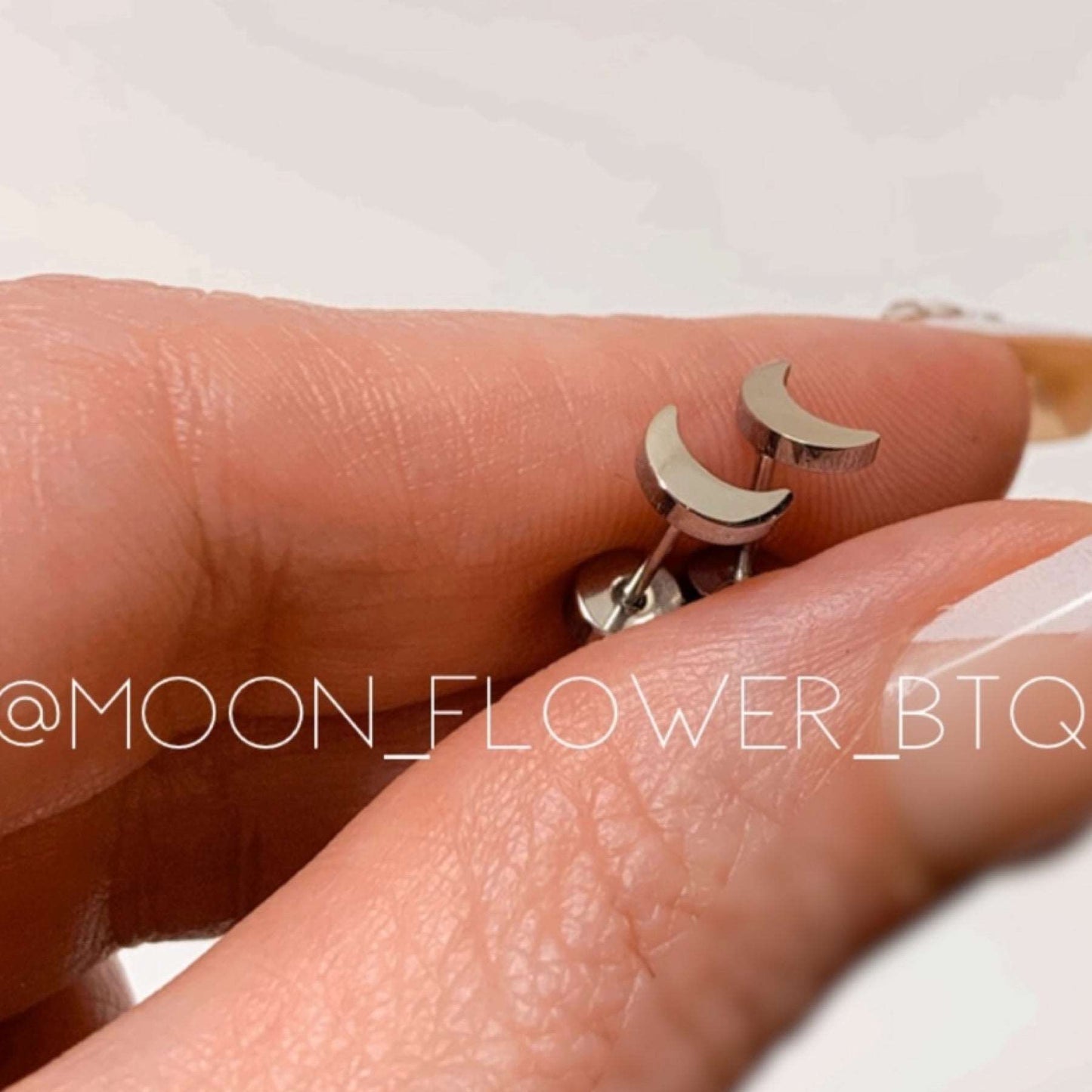 Tiny Silver Moon Earrings