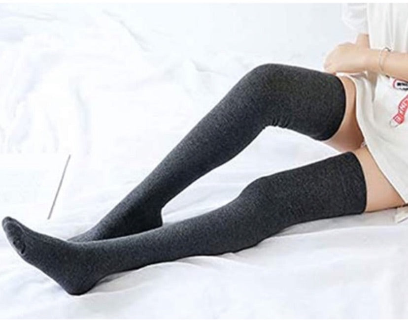 Charcoal Gray Over the Knee Thigh High Socks