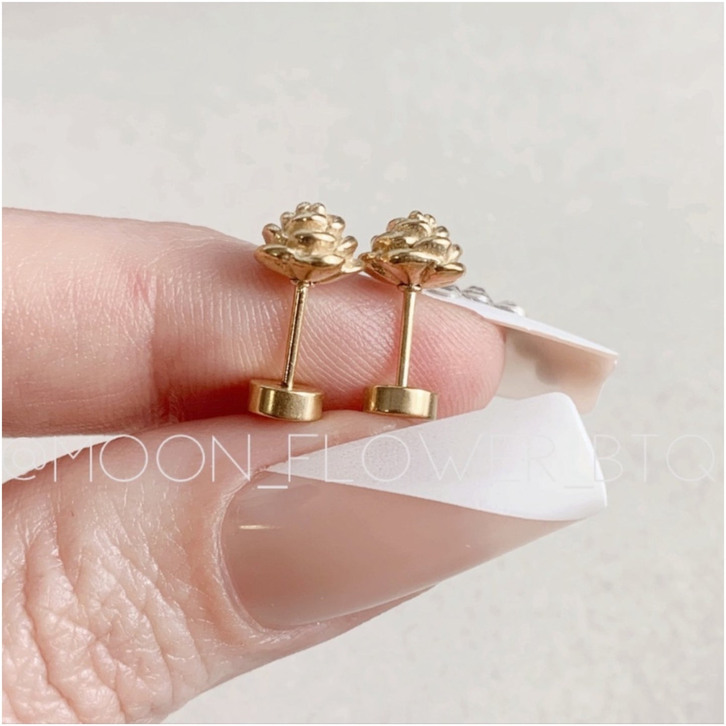 Tiny Gold Rose Bud Earrings