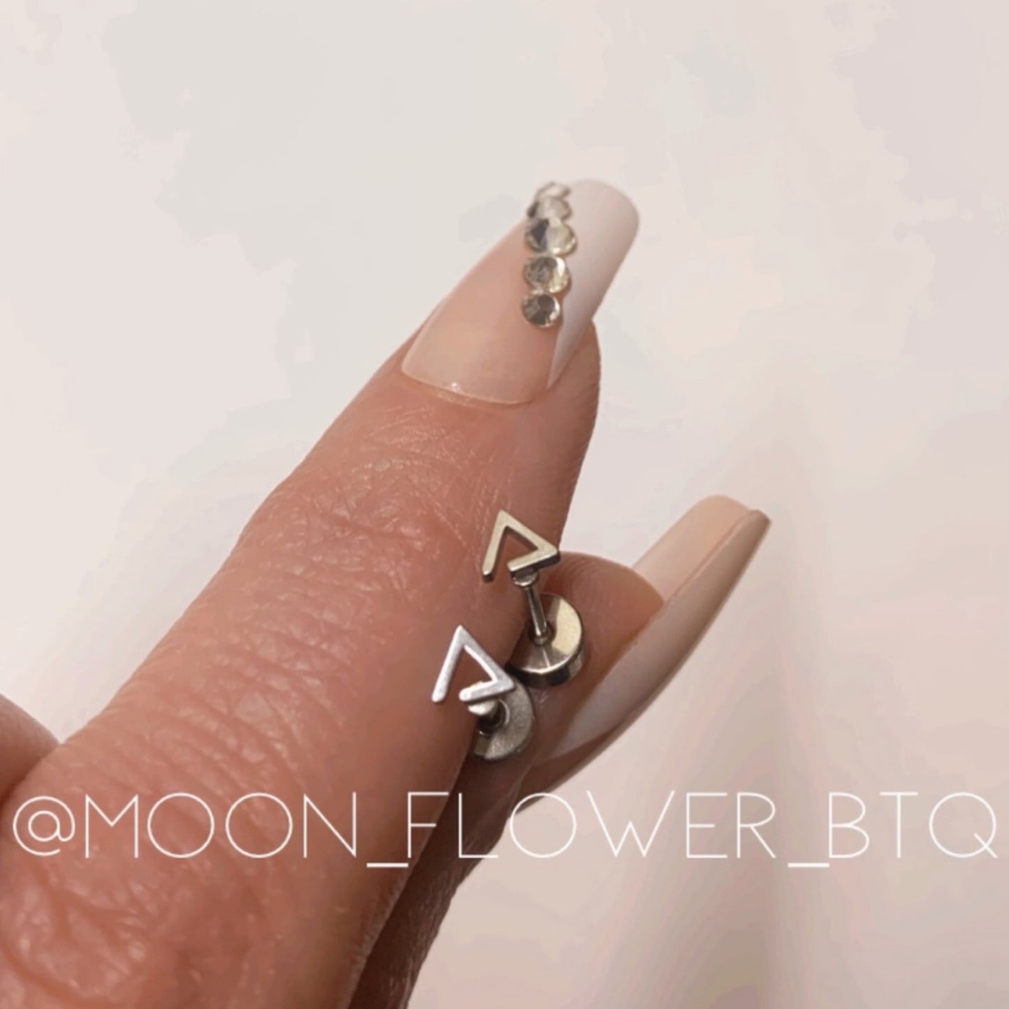 Tiny Silver Triangle Flat Back Earrings