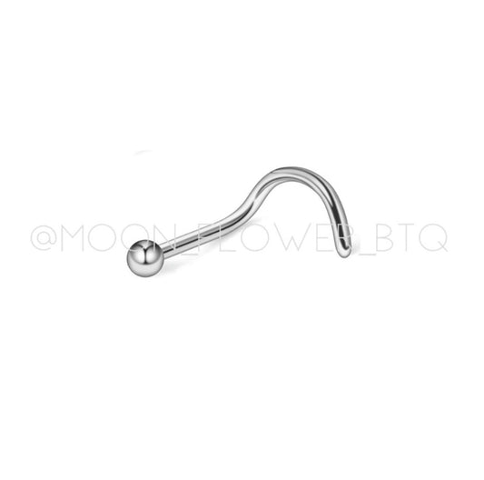 Silver Ball Hook Style Nose Ring