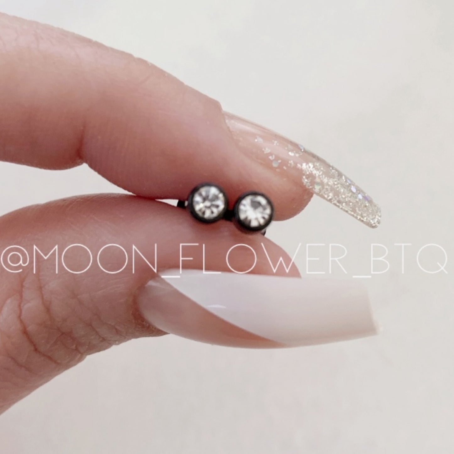 Tiny Black Round CZ Earrings