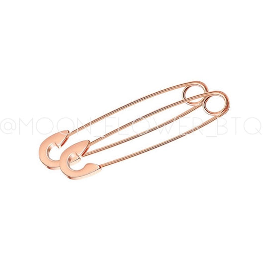 Rose Gold Stainless Steel Safety Pin Earrings