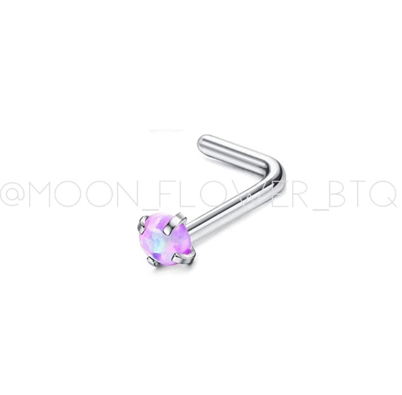 Lilac Opal L Shaped Nose Ring