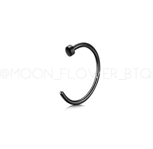 Tiny Nail Head Black Stainless Steel Fixed Half Nose Hoop