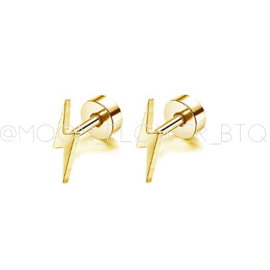 Tiny Gold Lightning Bolt Earrings