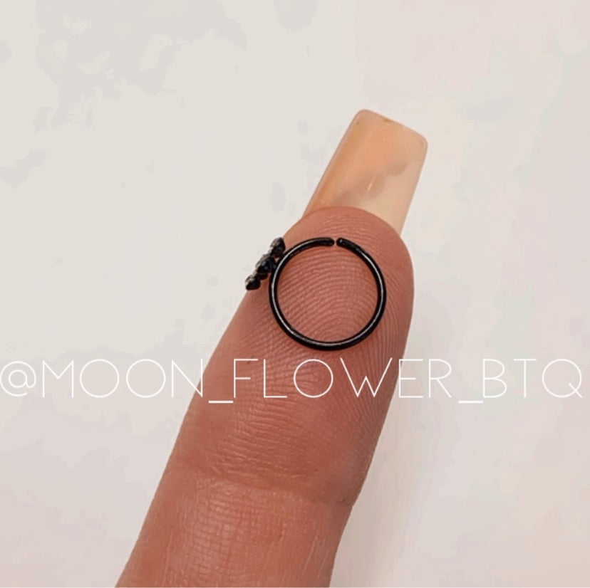 Black Flower Hoop Nose Ring