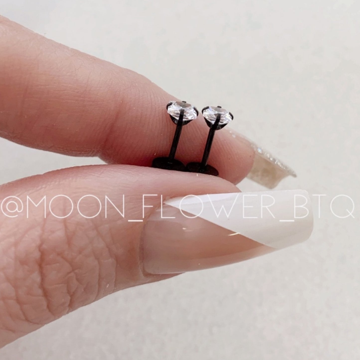 Tiny Black Square CZ Earrings