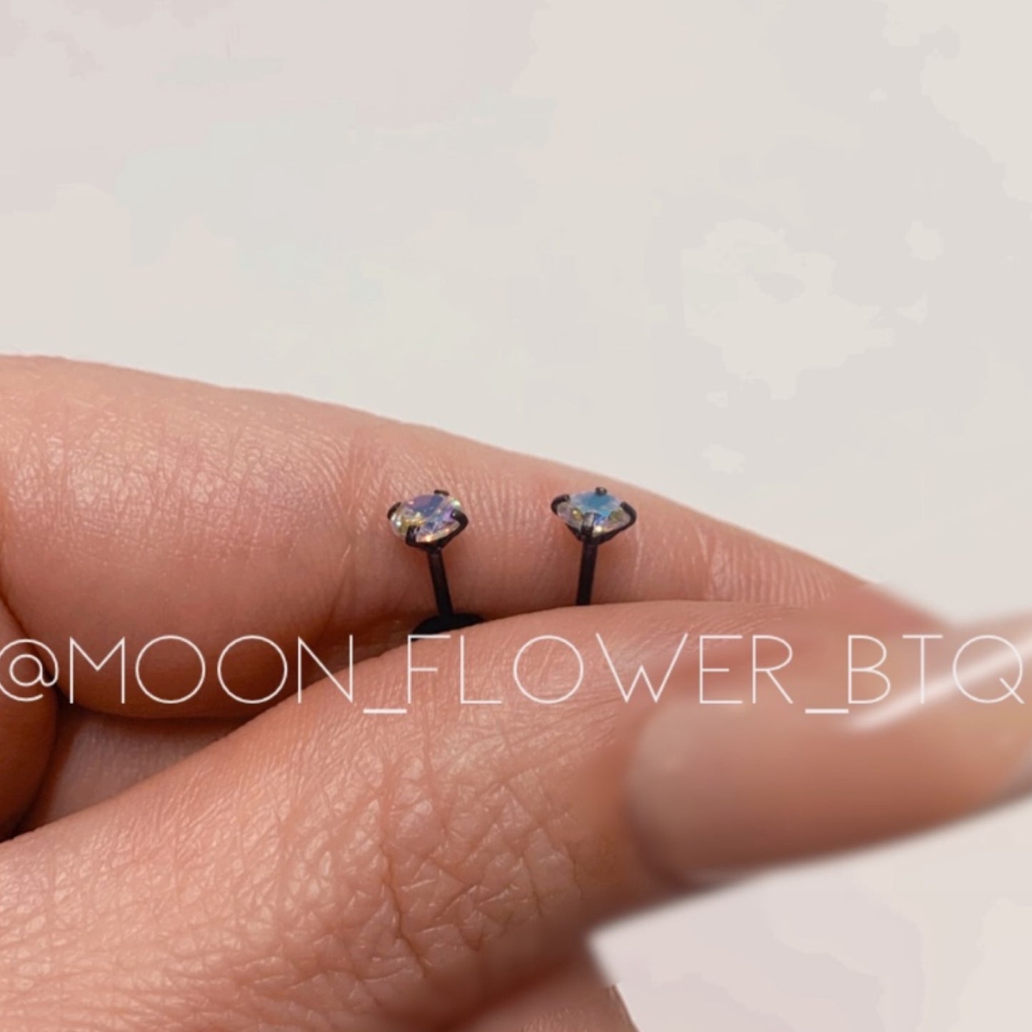 Tiny Black Iridescent CZ Earrings