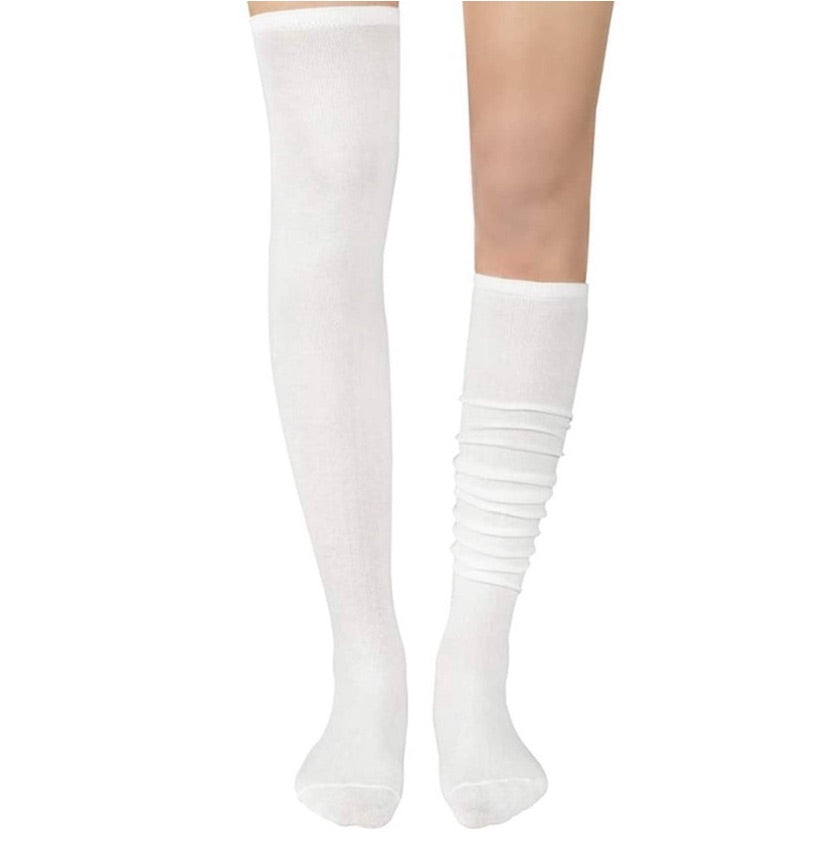 White Over the Knee Thigh High Socks