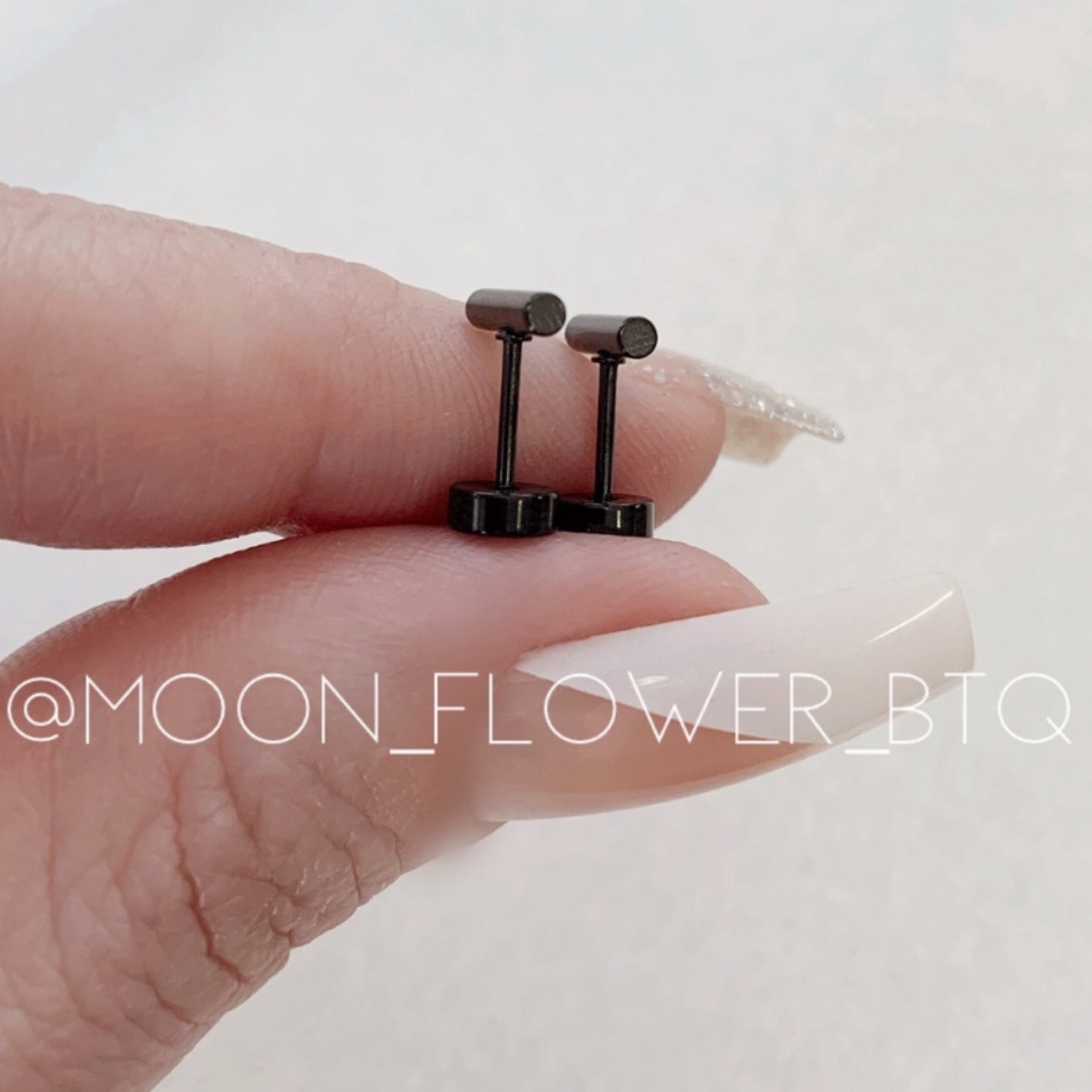 Tiny Black Bar Flat Back Earrings