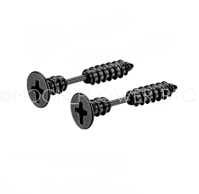 Black Screw Earrings