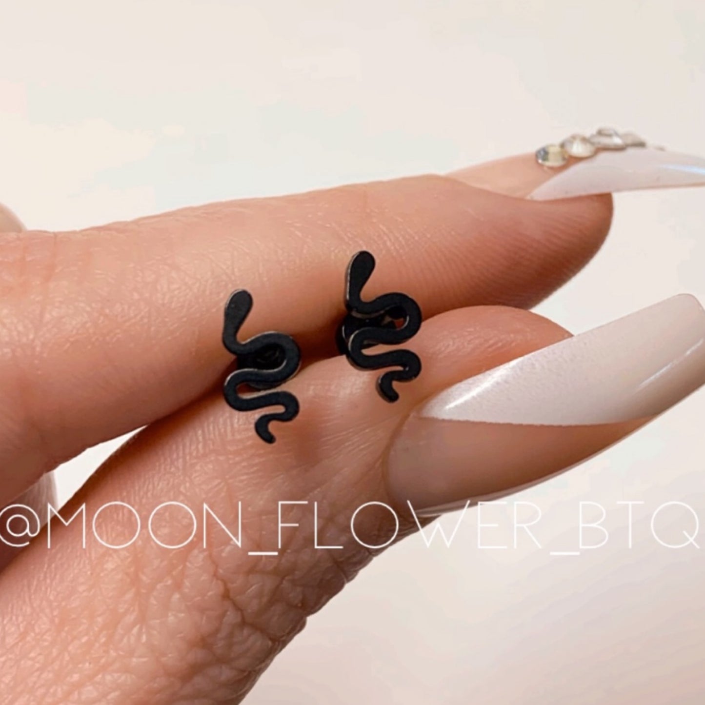 Tiny Black Snake Earrings