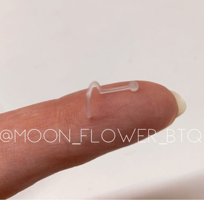 Acrylic Retainer Nail Head Hook Style Nose Ring