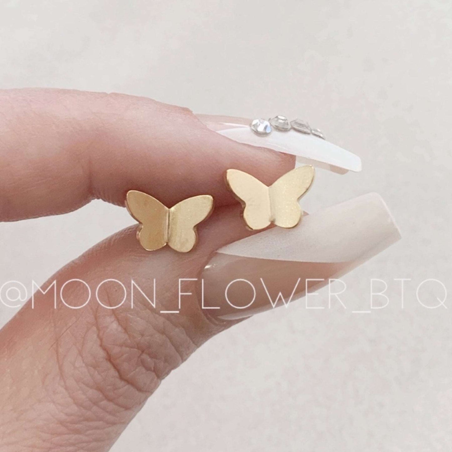 Gold Butterfly Flat Back Earrings