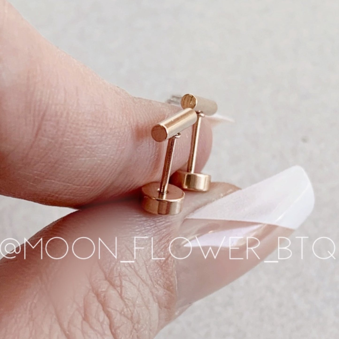 Tiny Rose Gold Bar Earrings