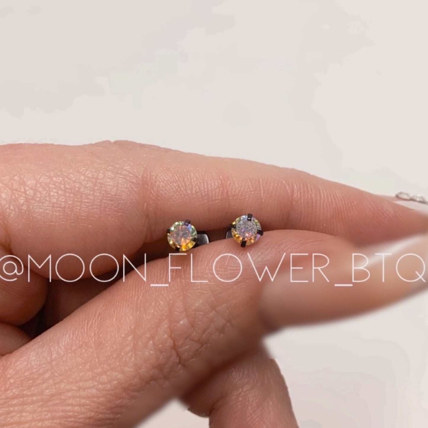 Tiny Black Iridescent CZ Earrings