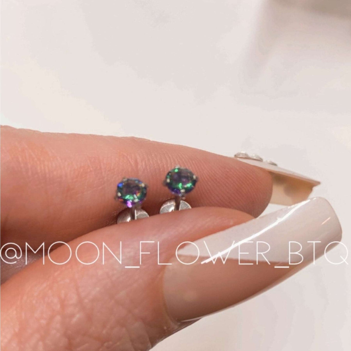 Tiny Silver Rainbow CZ Earrings