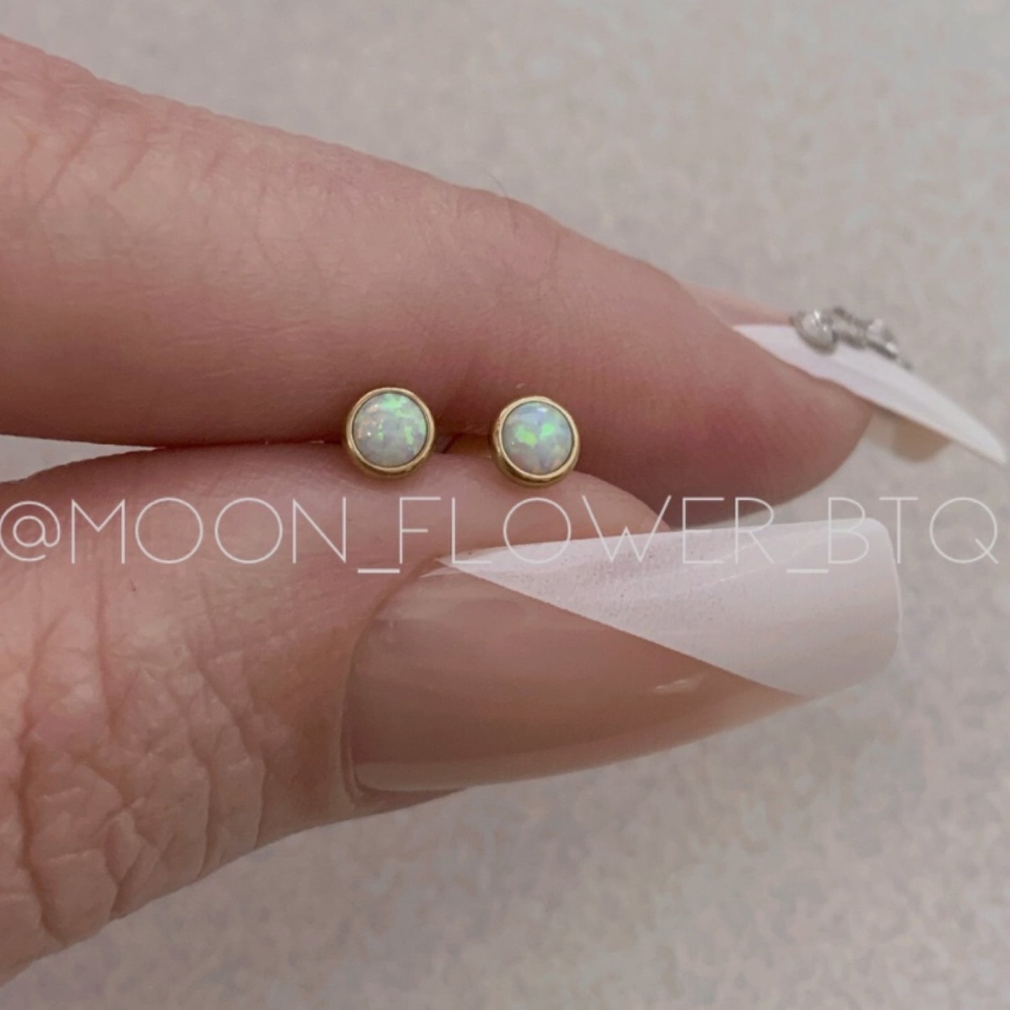 Tiny Gold Opal Earrings