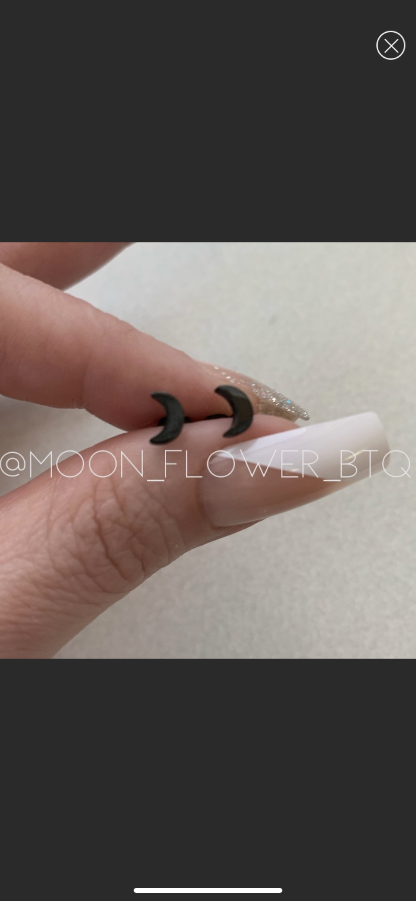 Tiny Black Moon Earrings