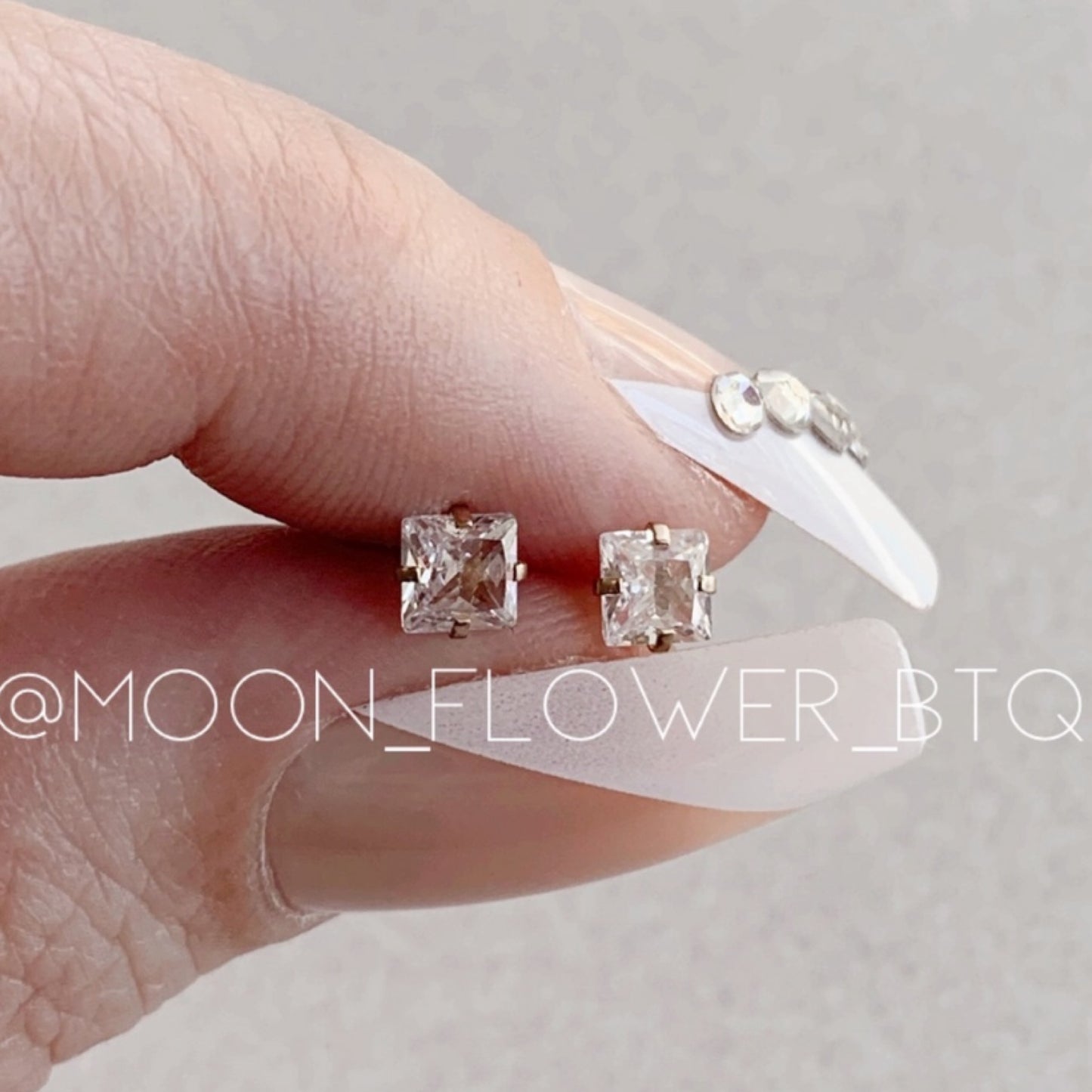 Tiny Rose Gold Square CZ Earrings