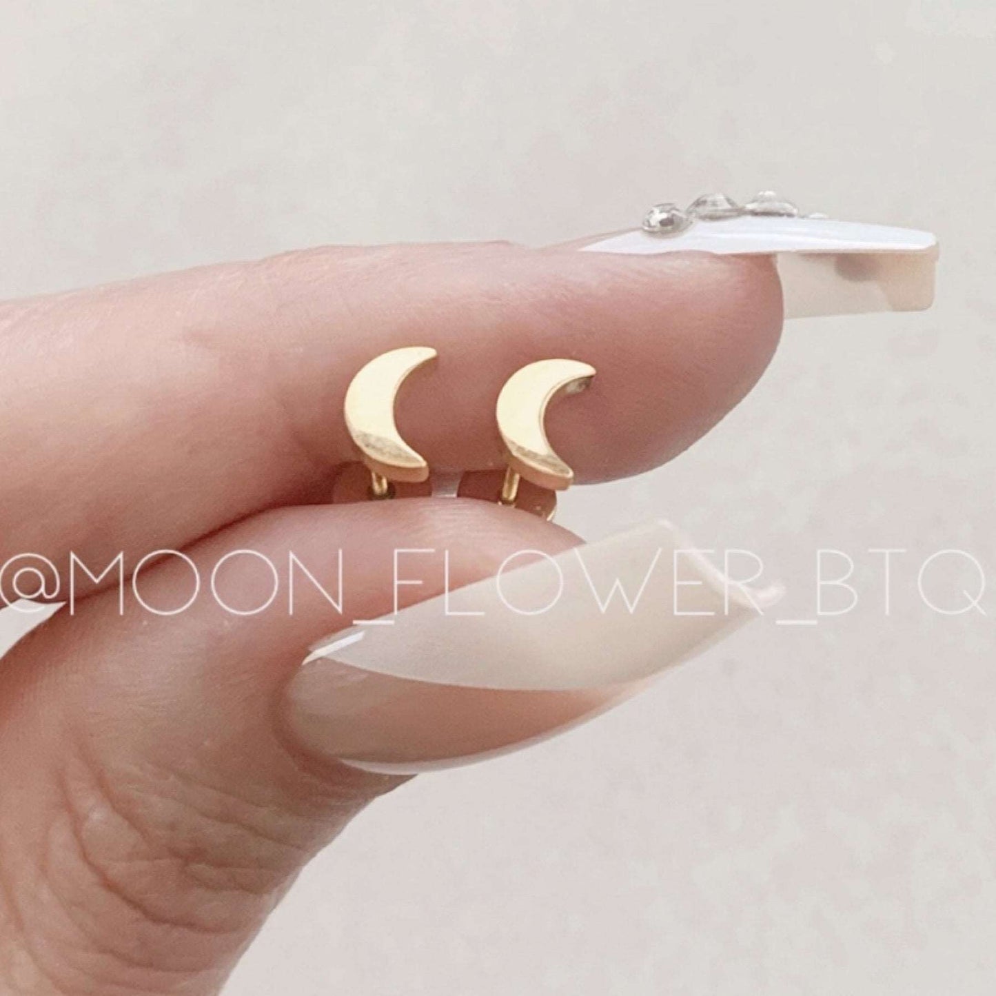 Tiny Gold Moon Flat Back Earrings