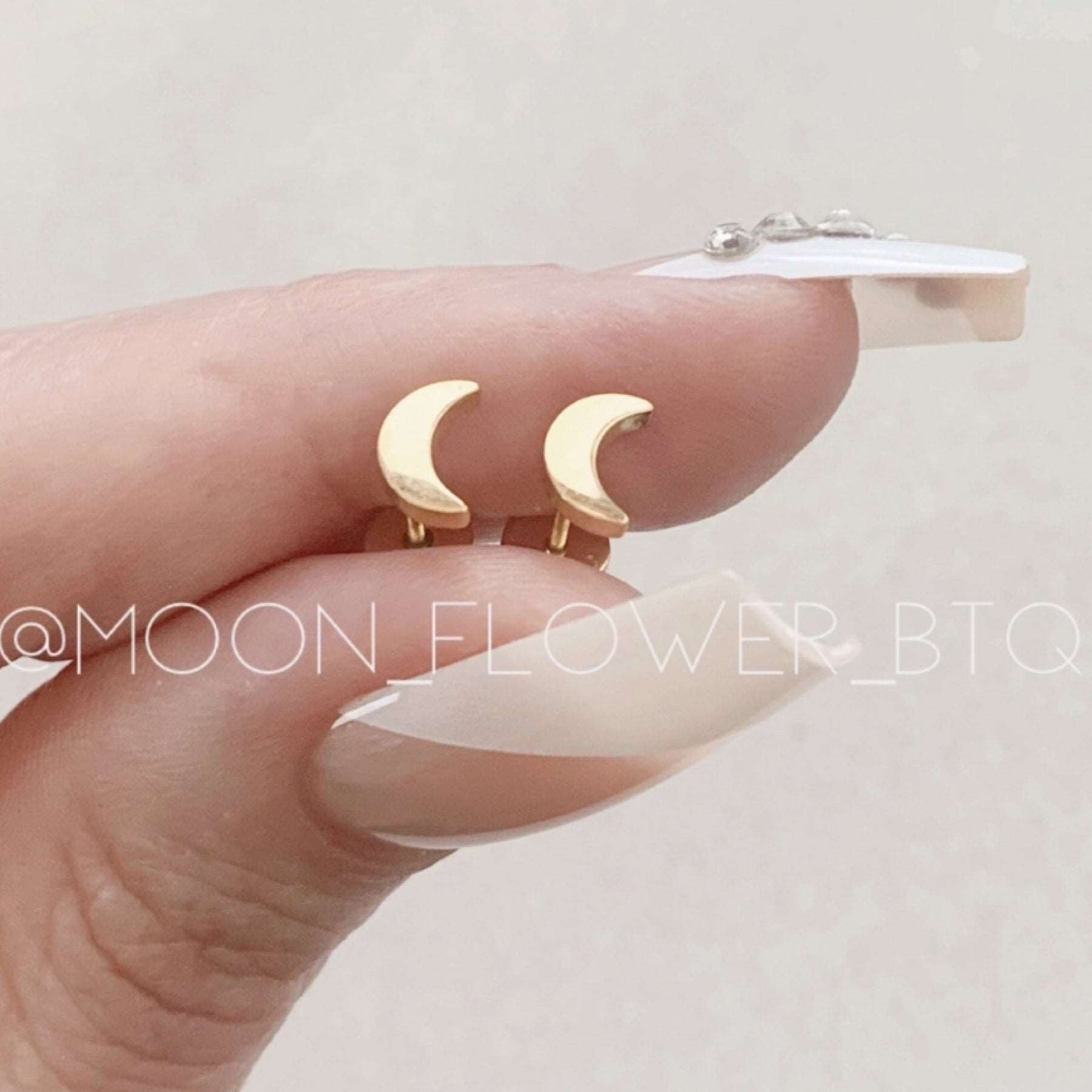 Tiny Gold Moon Flat Back Earrings