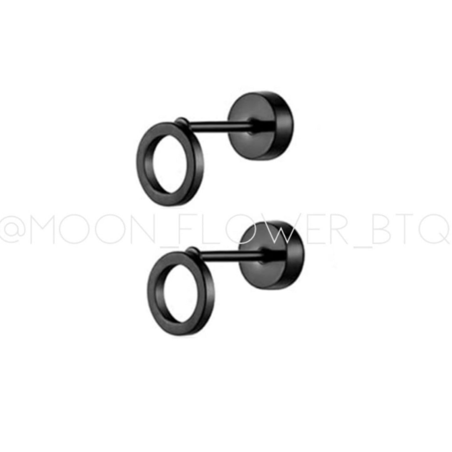 Tiny Black Circle Earrings