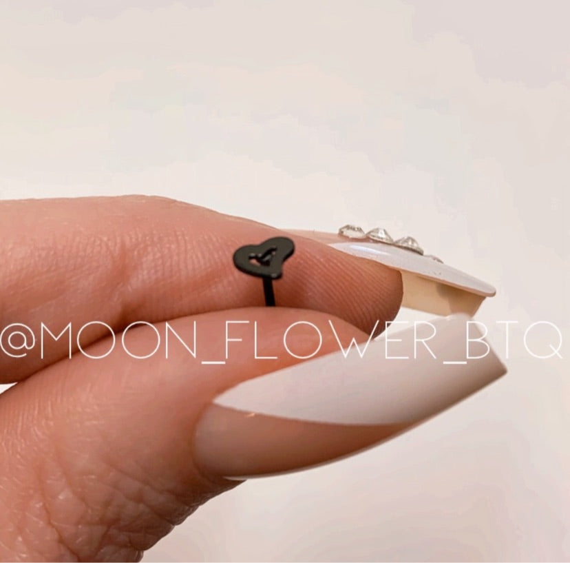 Black Open Heart L Shaped Nose Ring