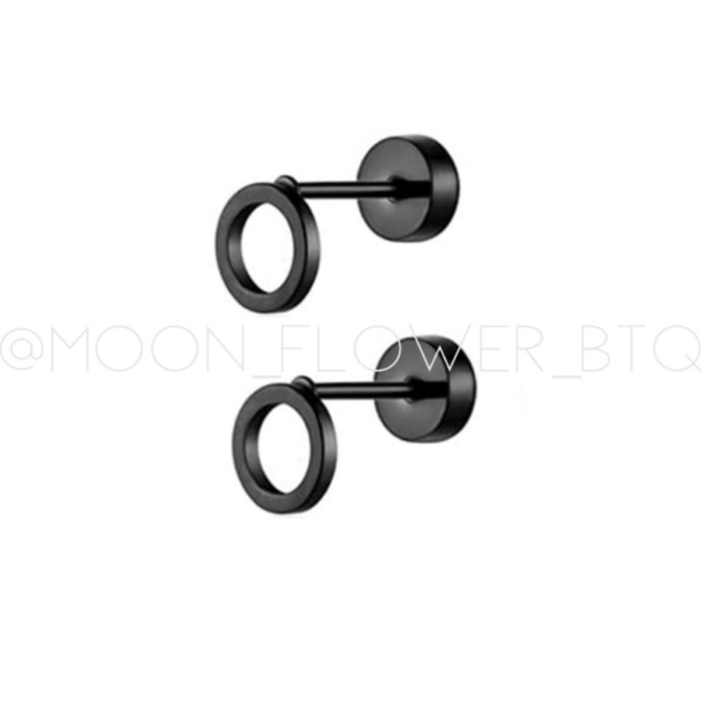 Tiny Black Circle Earrings