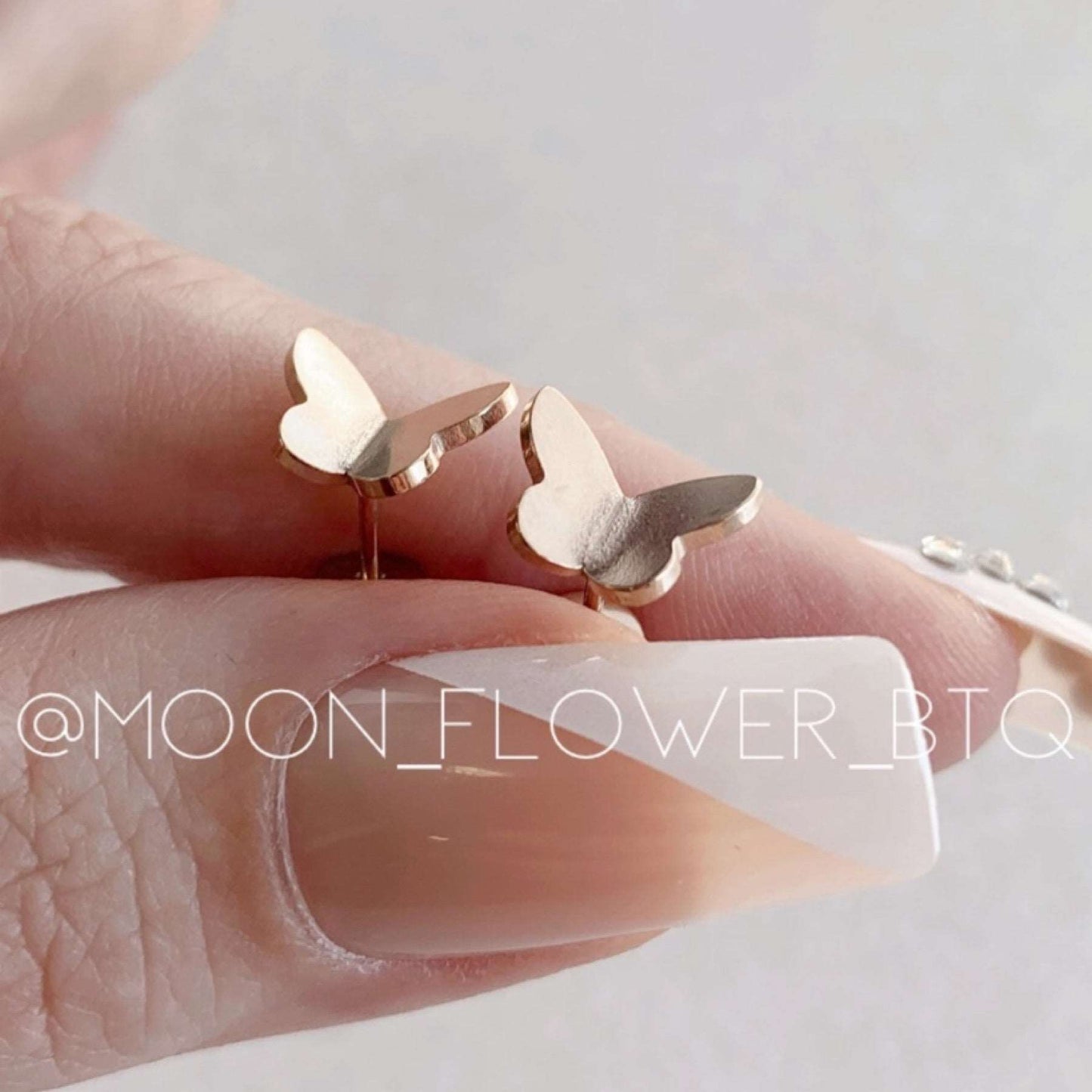 Tiny Rose Gold Butterfly Earrings