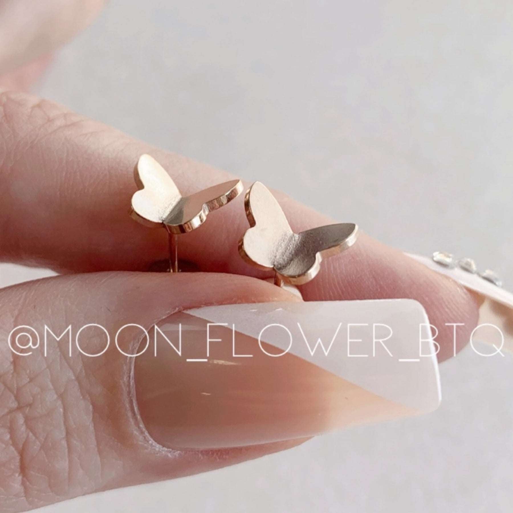 Tiny Rose Gold Butterfly Earrings